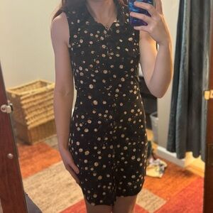 Floral Sleeveless Black Dress